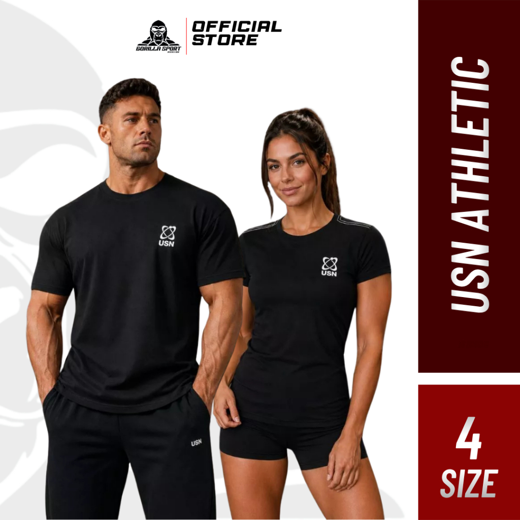 USN Athletic T-Shirt Men & Women Black Gym Shirt Cotton Fitness Training Shirt