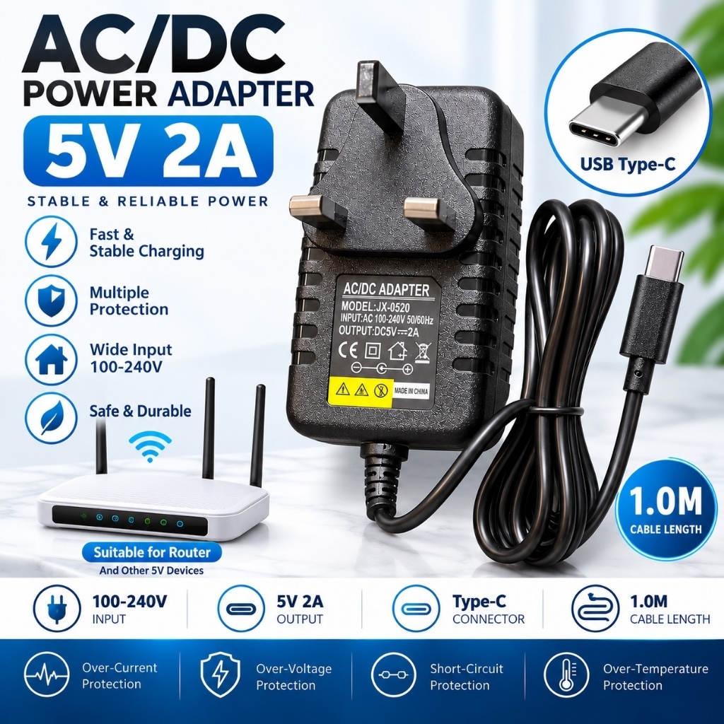 CHARGER WALL HOME ADAPTER 5V 2A TYPE C สําหรับกล่องทีวี SVI MODEN C901 5V 2A CHARGER
