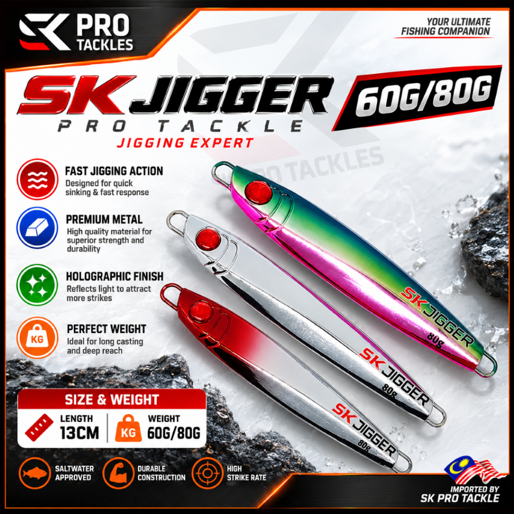 SK JIG 60G 80G ELECTROPLATED CHROME JIG TENGGIRI