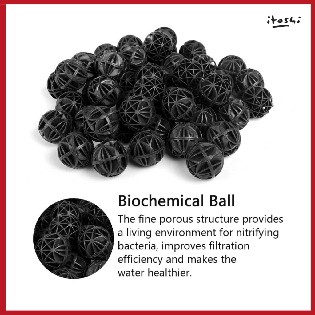 ITOSHI Bio Ball พร้อมฟองน้ํา 26 มม.32 มม.42 มม.พิพิธภัณฑ์สัตว์น้ํากรอง Media Bio Home Bacteria Ball 