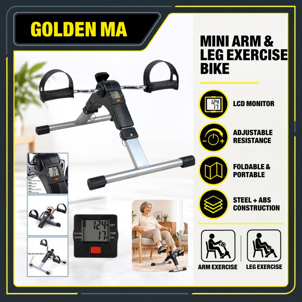 LCD จักรยานออกกําลังกายไฟฟ้าขนาดเล็กสําหรับผู้สูงอายุ Rehab Motorized Pedal Trainer Basikal Senaman 