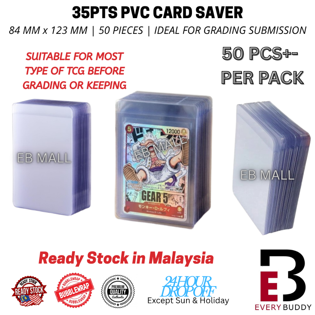 EB Mall 50 ชิ้นการ์ด Saver Semi hard Card Holder 35PT半性PSA BGC 卡套 สําหรับ TCG Grading