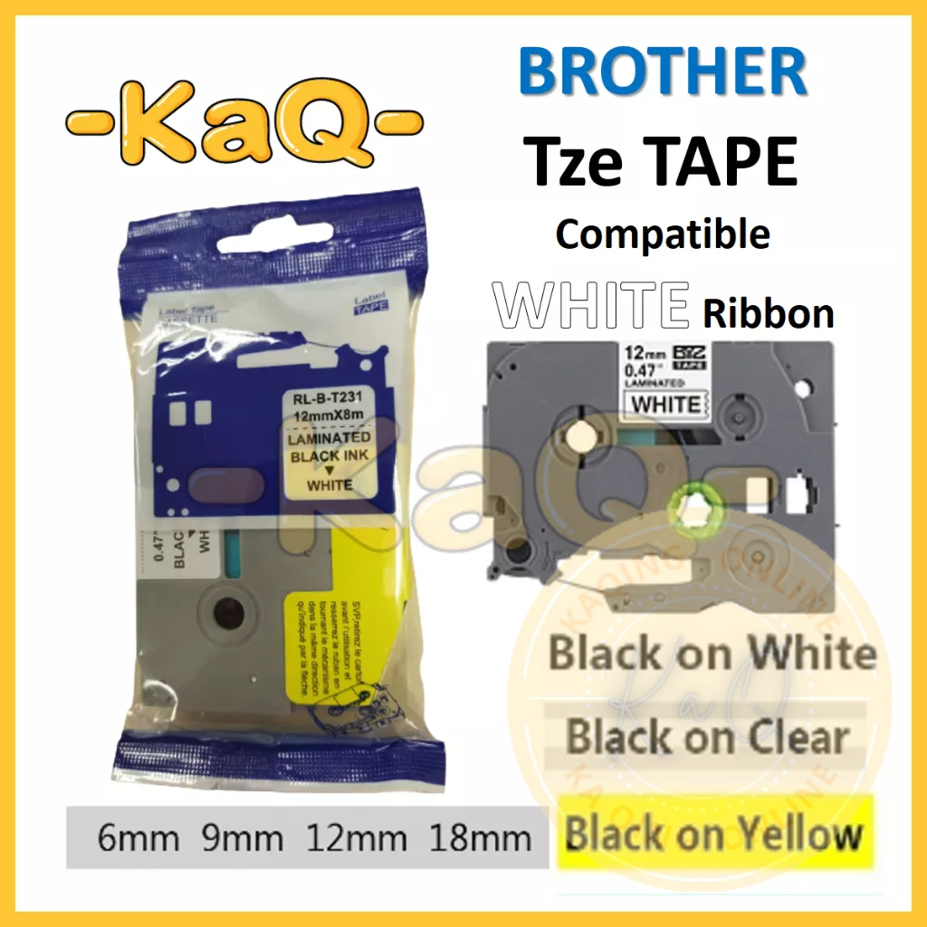 TZe สีขาว P-TOUCH BROTHER เทปฉลากอะคูสติก TZe121 TZe221 TZe241 TZe231 TZe131 TZe631 TZe621 TZe641