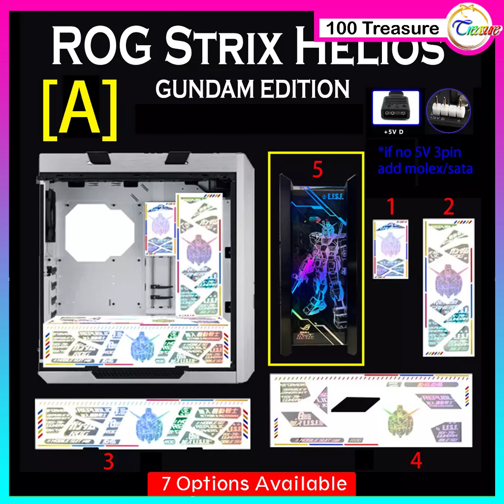 Combo: ASUS ROG GX601 STRIX HELIOS GUNDAM Edition กรณี CPU Hollow Light Board AURA RGB ARGB GPU Back