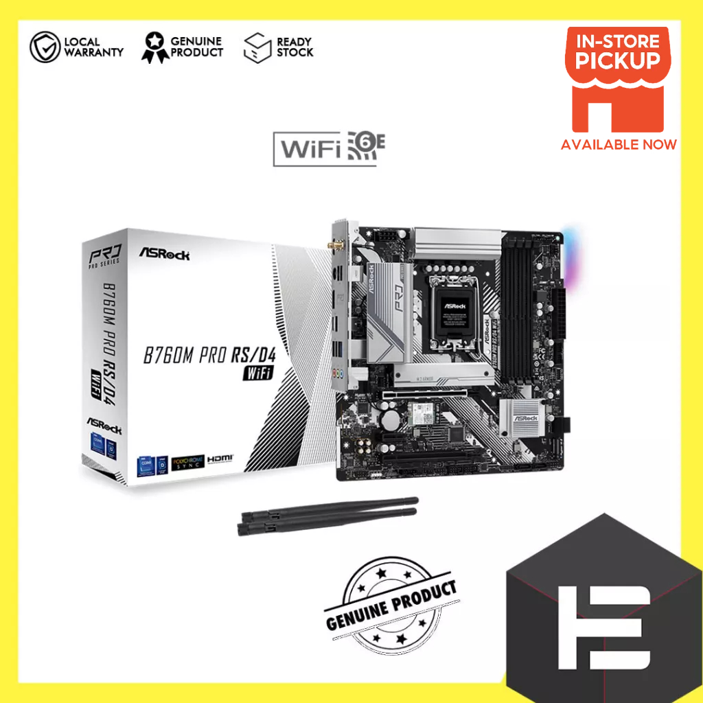 ASRock B760M PRO Rs/D4 WIFI ซ็อกเก็ต 1700 เมนบอร์ด