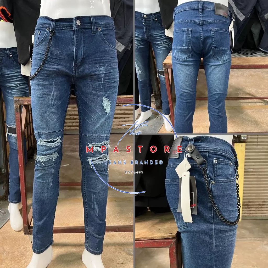Seluar Jeans Skinny Koyak CPS Dark Blue / Ripped Jeans Stretch Jeans