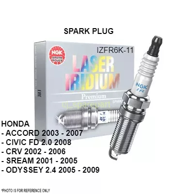 NGK LASER IRIDIUM PREMIUM SPARK PLUG 5266 IZFR6K11S CRV XRV CRIDER CIVIC SPIR JADE VEZEL ACCORD