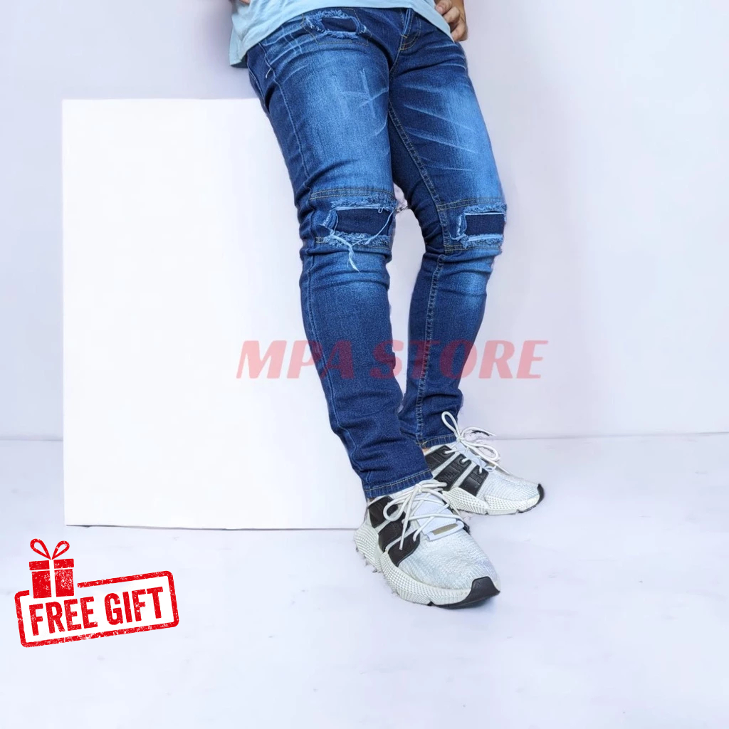 SELUAR JEANS KOYAK BB PETAK / JEANS KOYAK KAIN GETAH / RIPPED JEANS STRETCHABLE / RIDER JEANS