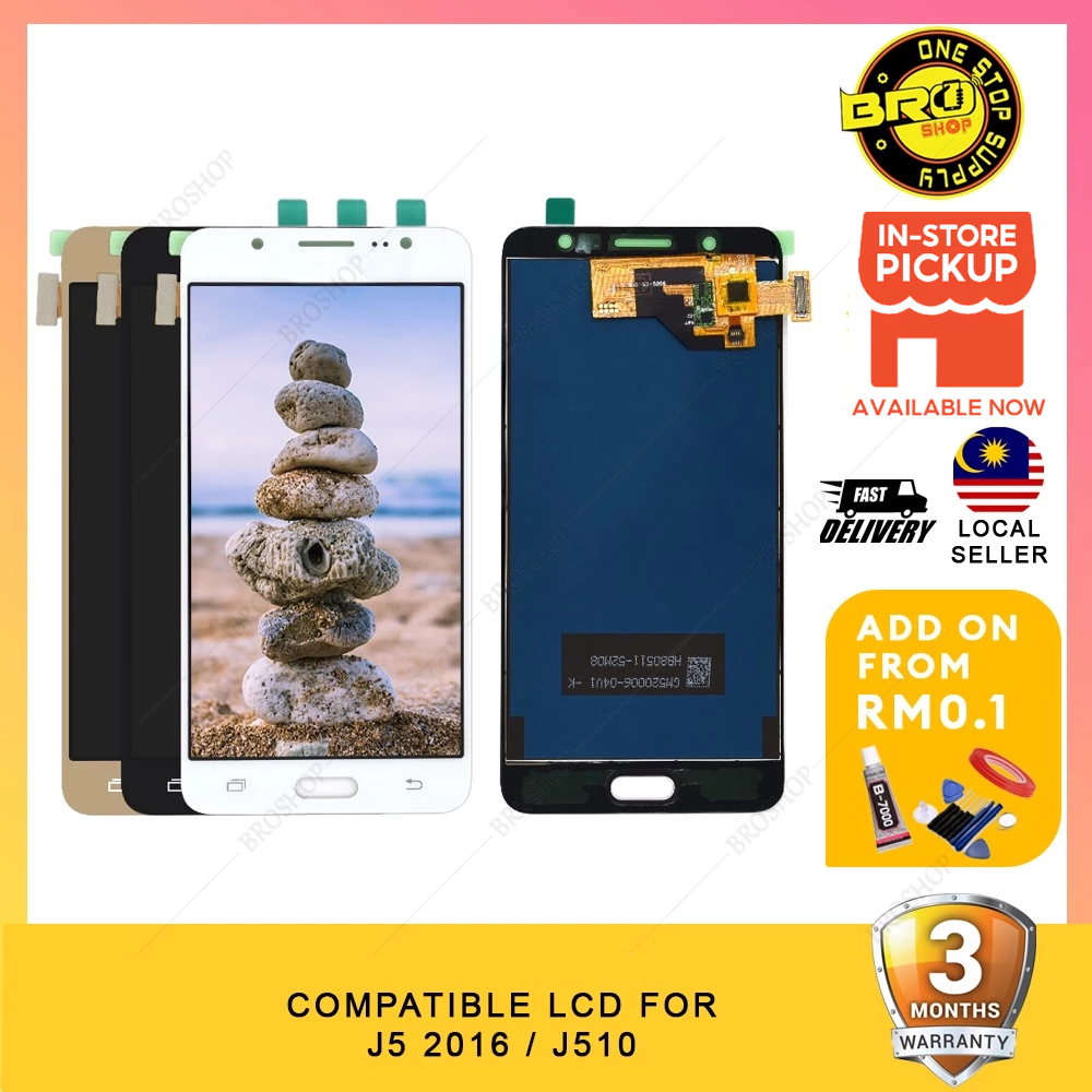 BROSHOP ใช้งานร่วมกับ Amoled Lcd สําหรับ SAM J5 2016 / J510 / J510F หน้าจอสัมผัส Skrin Digitizer MO