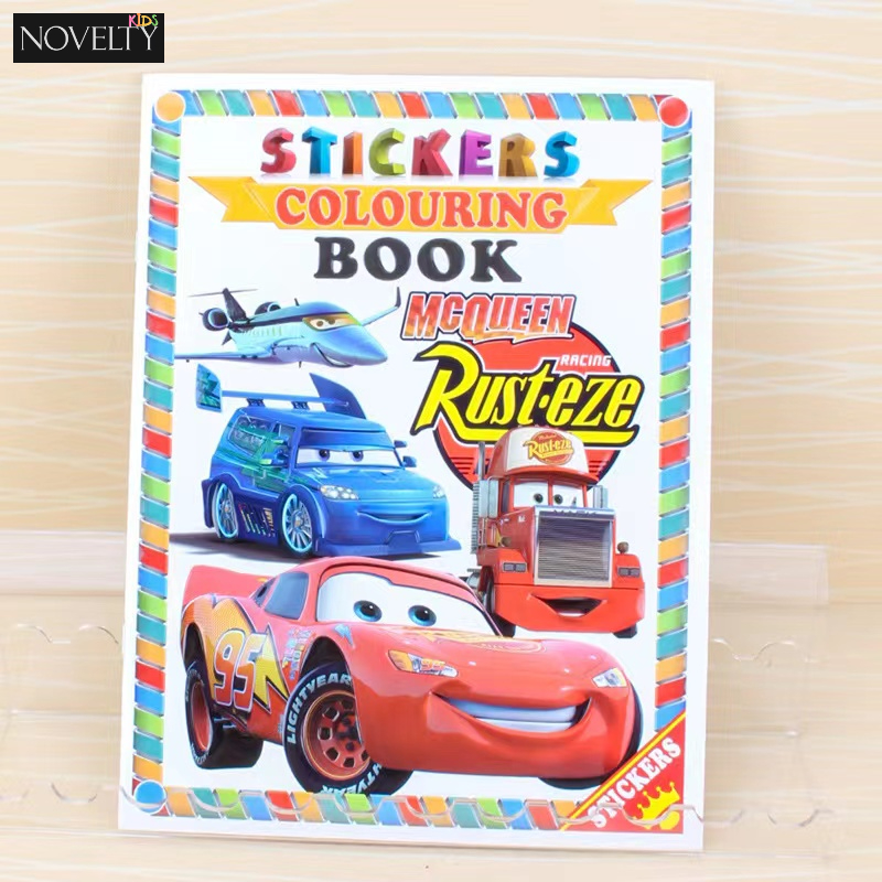 Cars Mcqueen Sticker & Coloring Book A4 โรงเรียนอนุบาลสติกเกอร์สมุดระบายสี Taska วาดเด็กอนุบาลการวาดภาพ