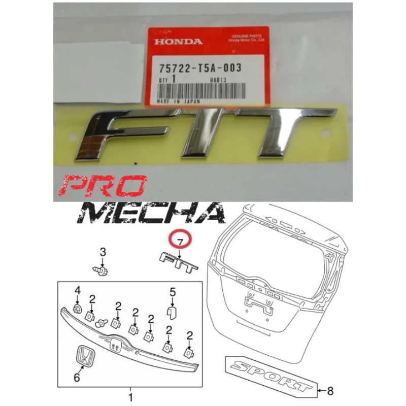 โลโก้ HONDA FIT REAR EMBLEM FIT HONDA JAZZ GK5 " FIT "