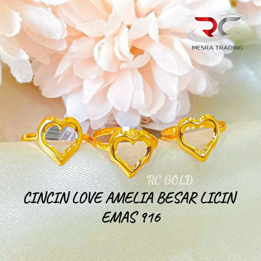 Amelia LOVE RING แหวนทองคําบริสุทธิ์ 1C 916 CN LOVE BAJET GOLD 916 916