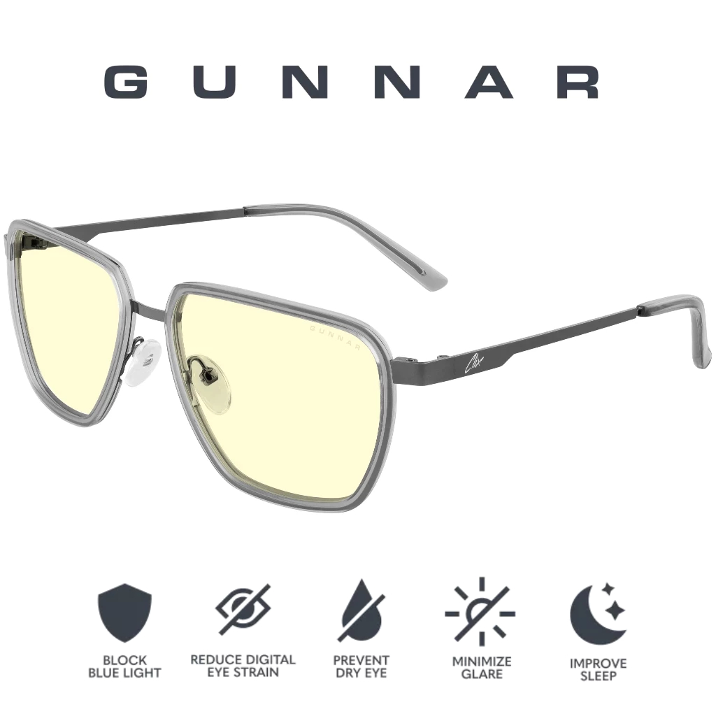 GUNNAR Clix แว่นตาสําหรับเล่นเกมแว่นตาป้องกันแสงสีฟ้าประสิทธิภาพคอมพิวเตอร์และแว่นตาสําหรับเล่นเกม