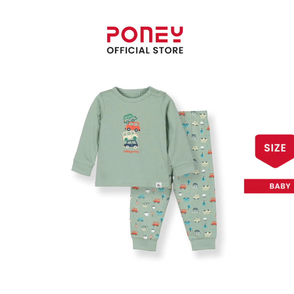 [ใหม่] ชุดนอน Poney Baby Boys Green Vroom Vroom Cars