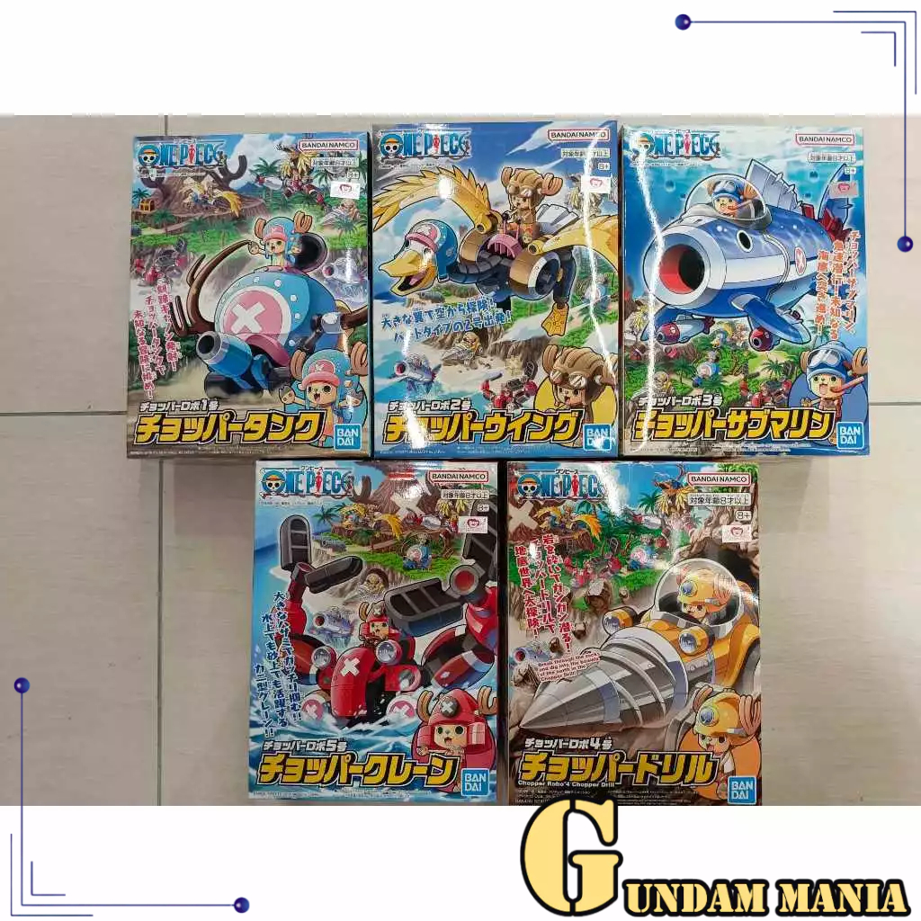 Bandai One Piece Robo 01 Chopper Tank / 02 Chopper Wing / 03 Chopper Submarine / 04 Chopper Drill / 