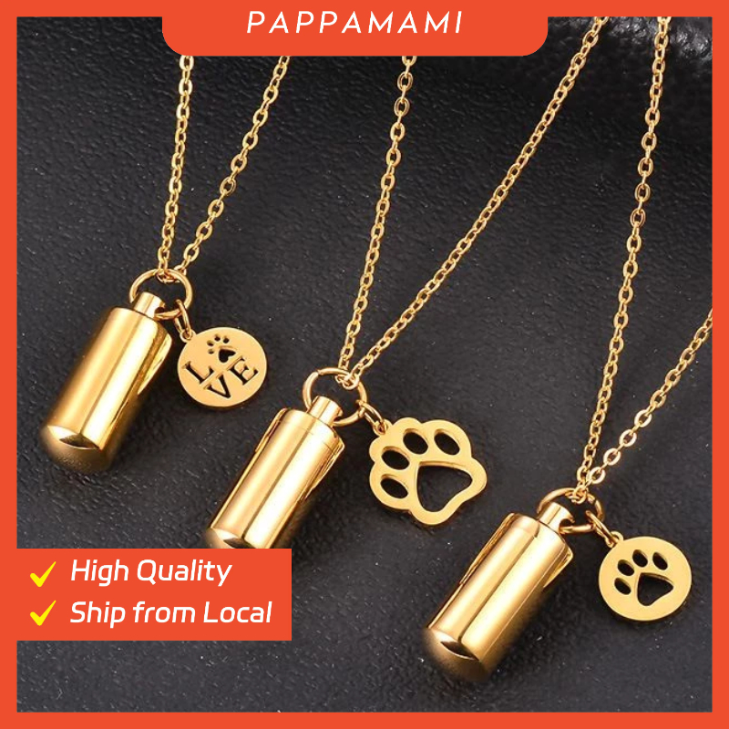 สแตนเลสขนาดเล็กกระบอกไฟฟ้าทองและเงินสัตว์เลี้ยงโกศขยายสร้อยคอที่ระลึก不iata钢小圆筒电金色银色宠物骨盒项