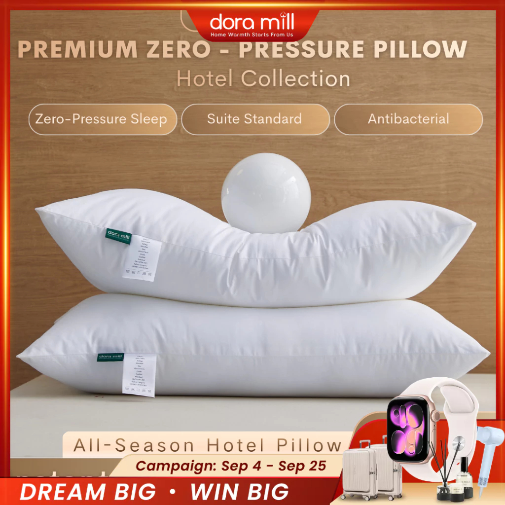 DORAMILL หมอนโรงแรม 5 ดาว Premium Soft Sleeping Bantal Hotel 1000g Fluffy Comfort APS