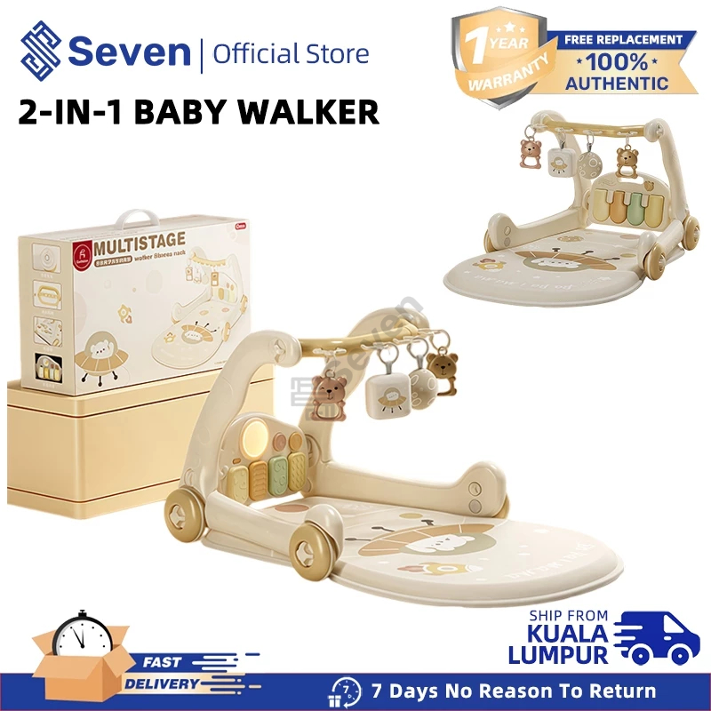 Seven2 in 1 Baby Walker เพลงเปียโน Play Gym กิจกรรม Mat ทารกแรกเกิด Push Walker Early Learning ของเล
