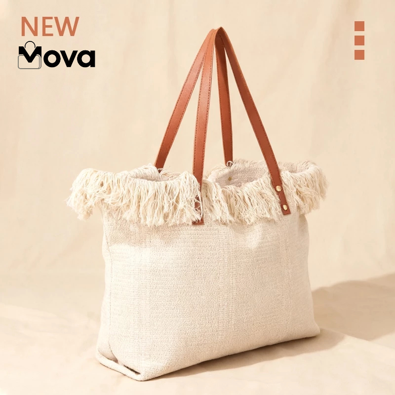 MOVA Tote Bag Plain Leisure Canvas tassels Womens Bag