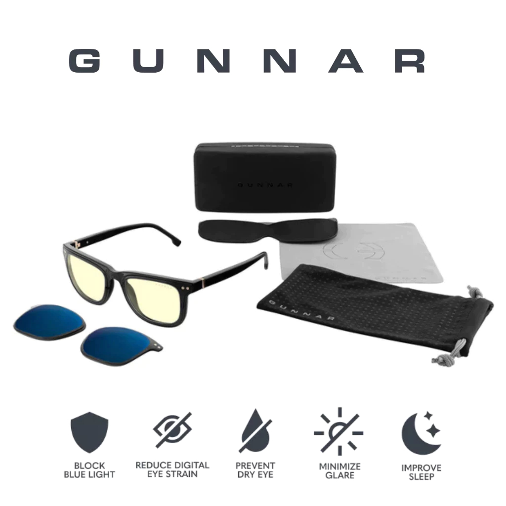 GUNNAR Cupertino Amber+Sun Anti Blue Light แว่นตาประสิทธิภาพและการป้องกันแว่นตาคอมพิวเตอร์สําหรับเล่