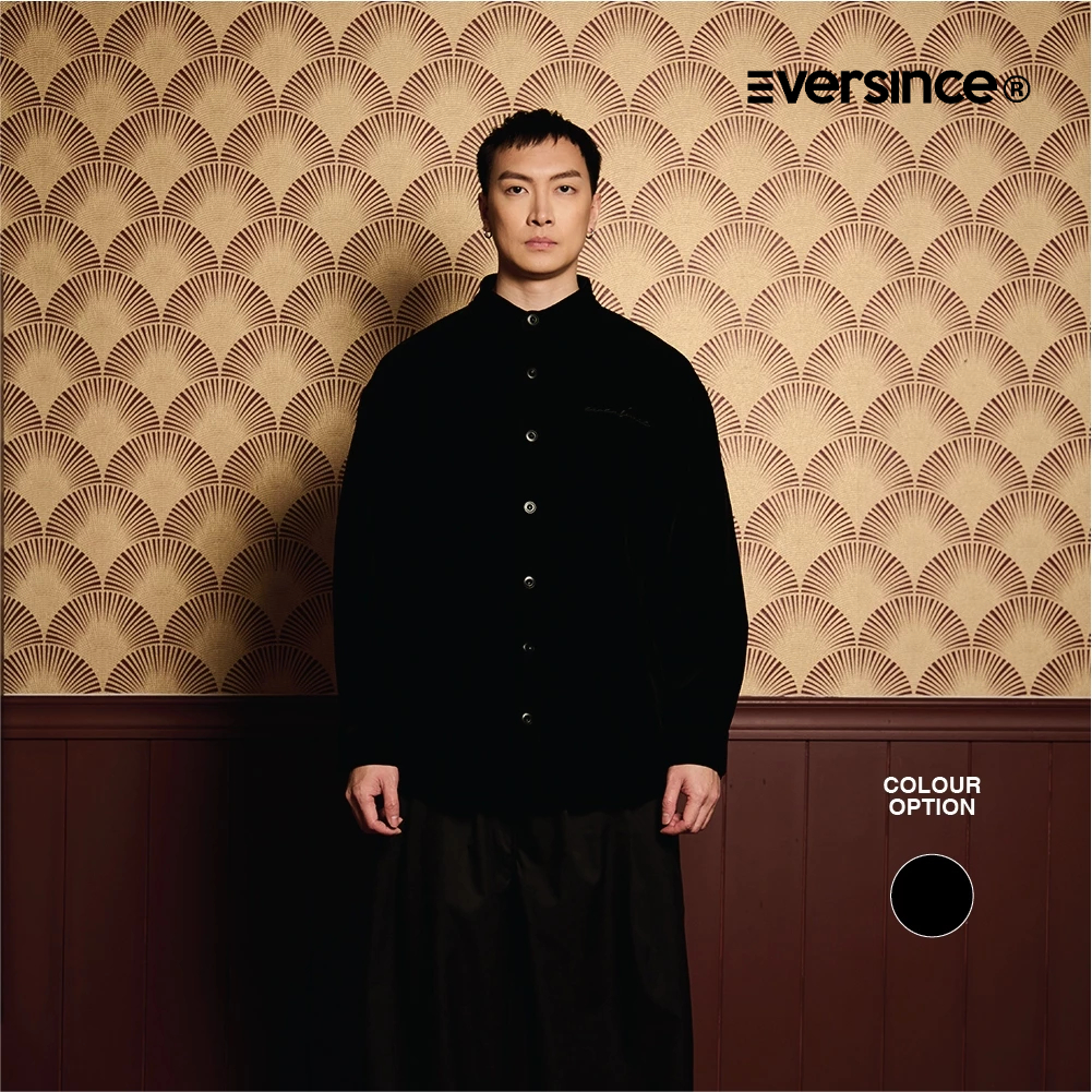 (NEW) Eversince Prudent Velvet Long Sleeve Oversize Shirt