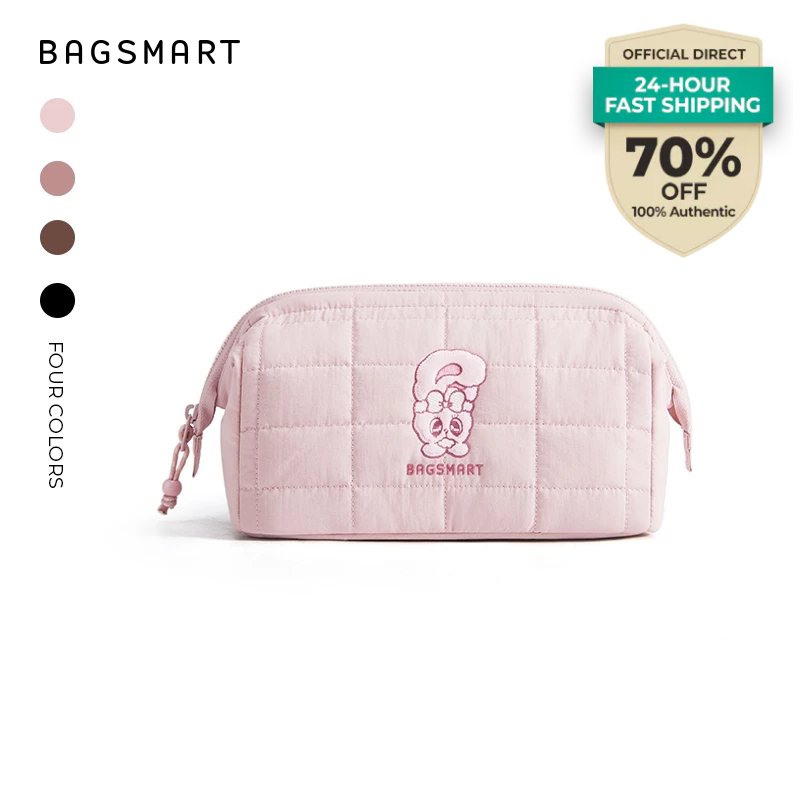 BAGSMART x ESTHER BUNNY Puffer กระเป๋าแต่งหน้ากันน้ําเปิดกว้างสําหรับการเดินทาง
