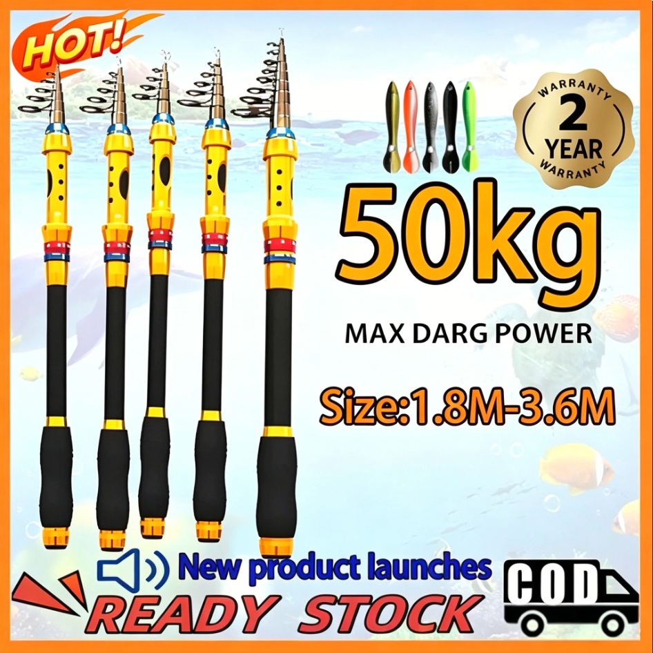 2026 ใหม่Telescopic Rod Casting Rod Spinning Rod Joran Pancing Spinning Fishing Rod Sea Fishing Pole