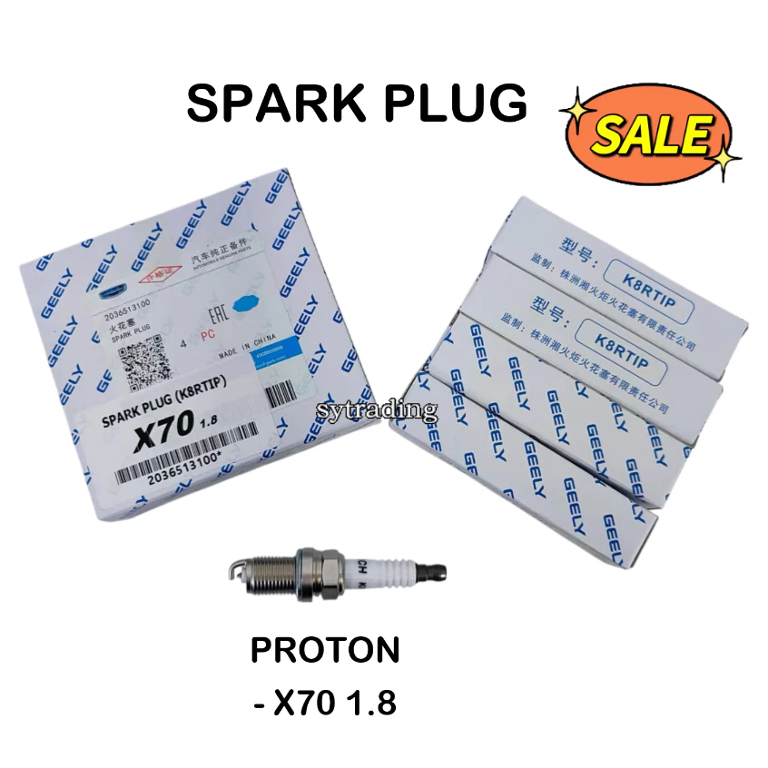 GEELY Spark Plug 2036513100 / K8RTIP PROTON X70 1.8 1 ชุด = 4 ชิ้น