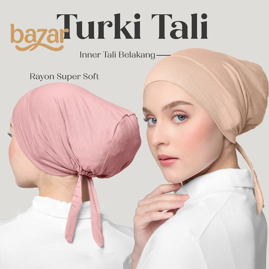 BAZAR Jersey Modal Inner Tudung ภายในปรับกลับสายรัดยืดหยุ่นด้านล่างหมวกด้านใน
