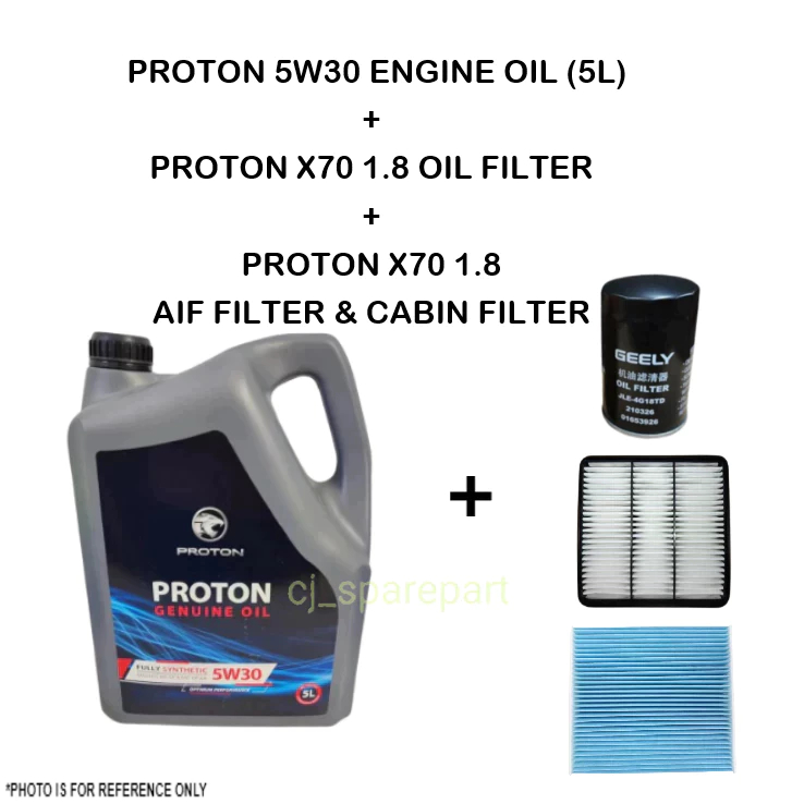 PROTON 5W-30 น้ํามันเครื่อง 5W30 5L FULLY SYNTHETIC + X50 X70 S70 กรองน้ํามัน + X50 X70 AIR FILTER +