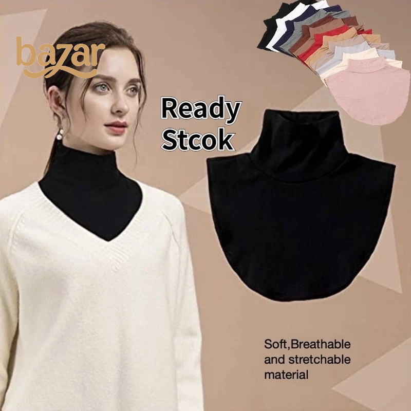 BAZAR สีทึบ Dickie มุสลิมผู้หญิงคอ Modal ครึ่งปกด้านในสูง