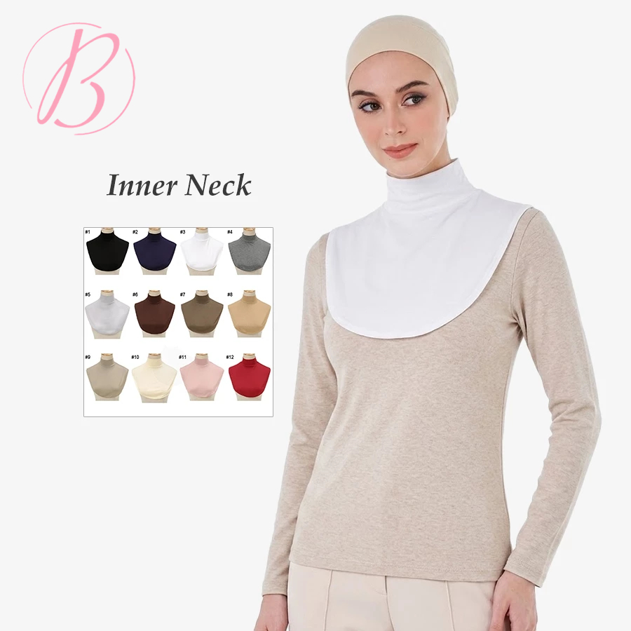 BERRLY สีทึบ Modal สูงปลอมคอครึ่ง Modal ปลอกคอด้านใน Tudung สําหรับผู้หญิงมุสลิม