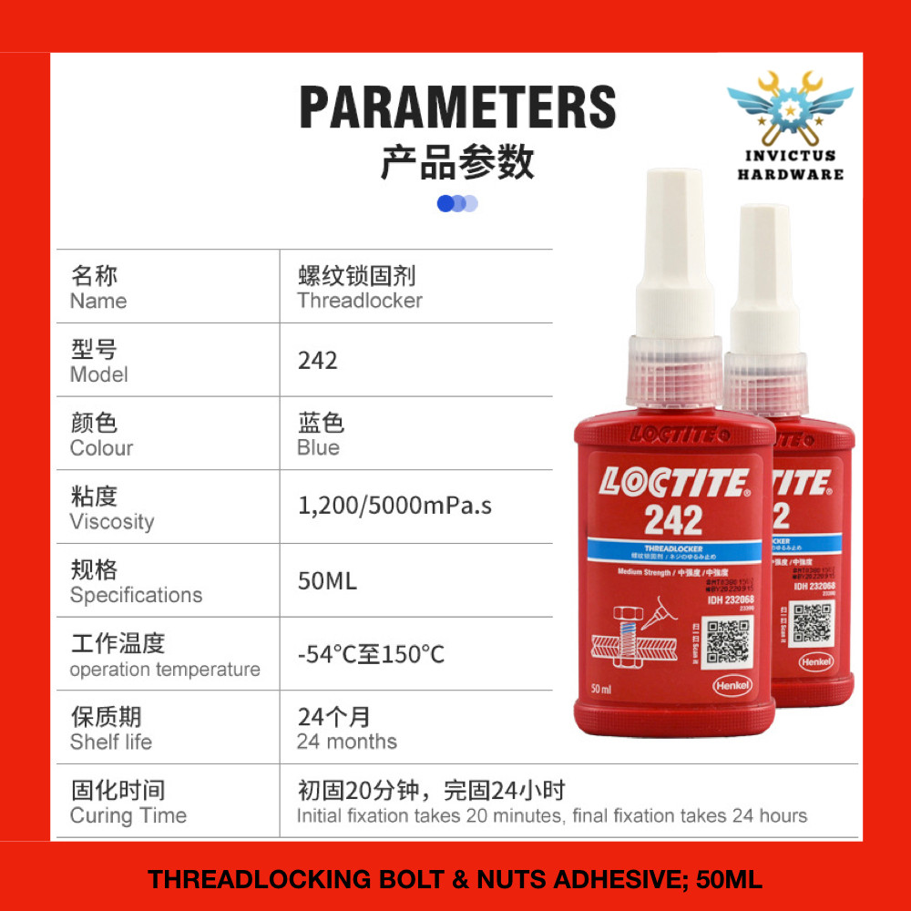 FULL SERIES 242 LOCTITE SCREW THREADLOCKER PROTECT BEARING SHAFT TYRE ENGIN AGENT WIRE GLUE GAM CKD 