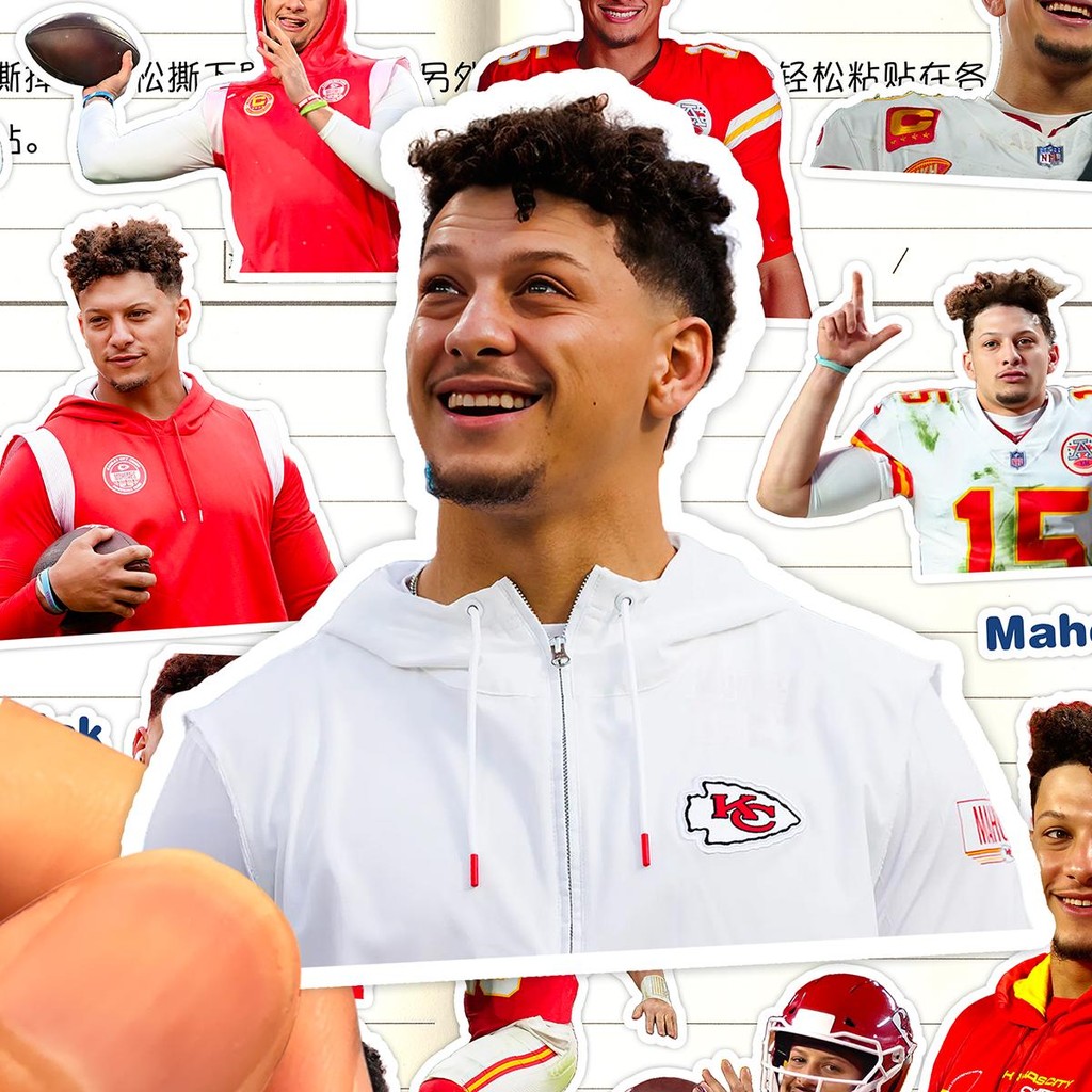 Patrick Mahomes Waterproof HD Football Star Decals – แพ็คสติ๊กเกอร์ 25 ชิ้น