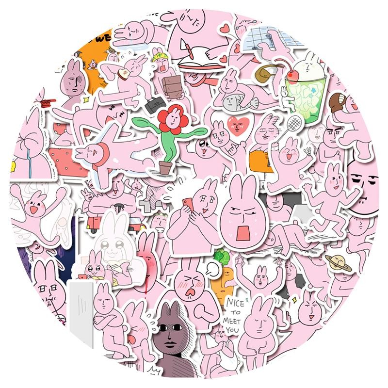 MyFriend 50 ชิ้น Pink Bunny สติ๊กเกอร์กันน้ําสําหรับแล็ปท็อป iPad โทรศัพท์และกระเป๋าเดินทาง