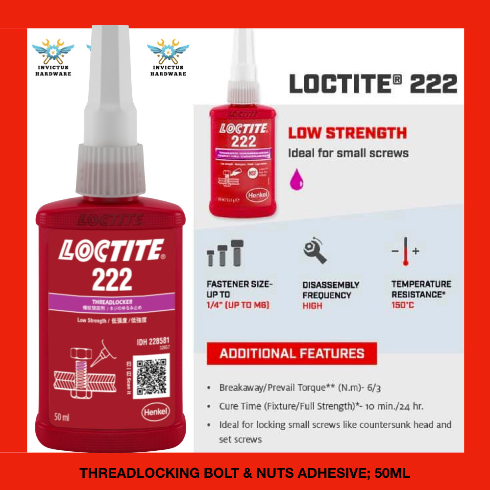 243 222 242 LOCTITE BLUE BIRU เกลียวล็อค Sealant Anti Slip Loosen สกรู Bolt Nut Fasten กาว iv 518 40