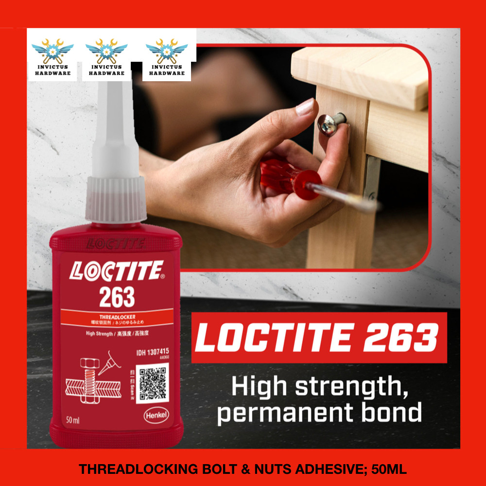263 222 242 LOCTITE RED MERAH เกลียวล็อค Sealant Anti Slip Loosen สกรู Bolt Nut Fasten กาว nv