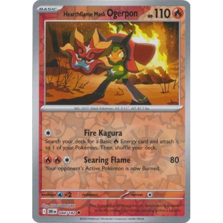 หน้ากาก Hearthflame Ogerpon 044/182 - Fire TYPE - Pokemon Destined Rivals Singles
