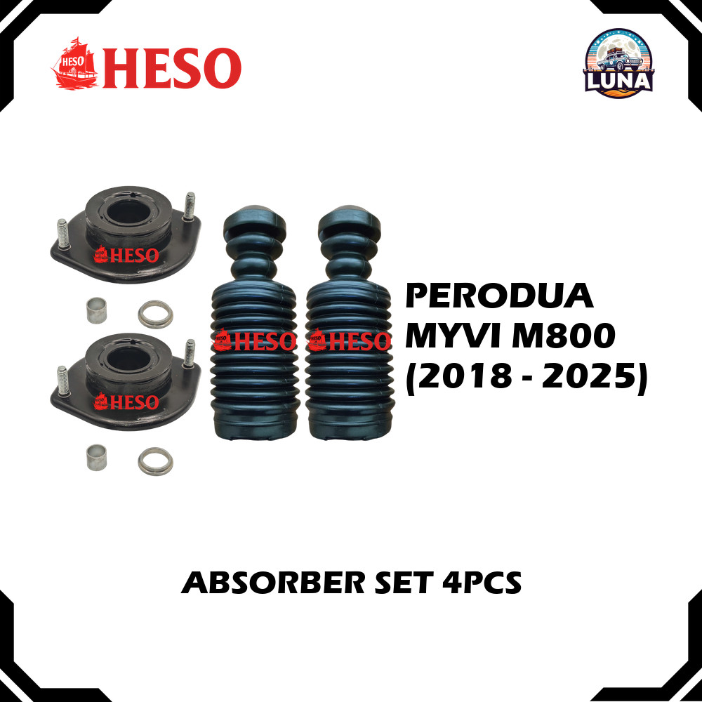 4PCS ด้านหน้า ABSORBER MOUNTING & COVER HESO PERODUA MYVI M800 (2018 - 2025)