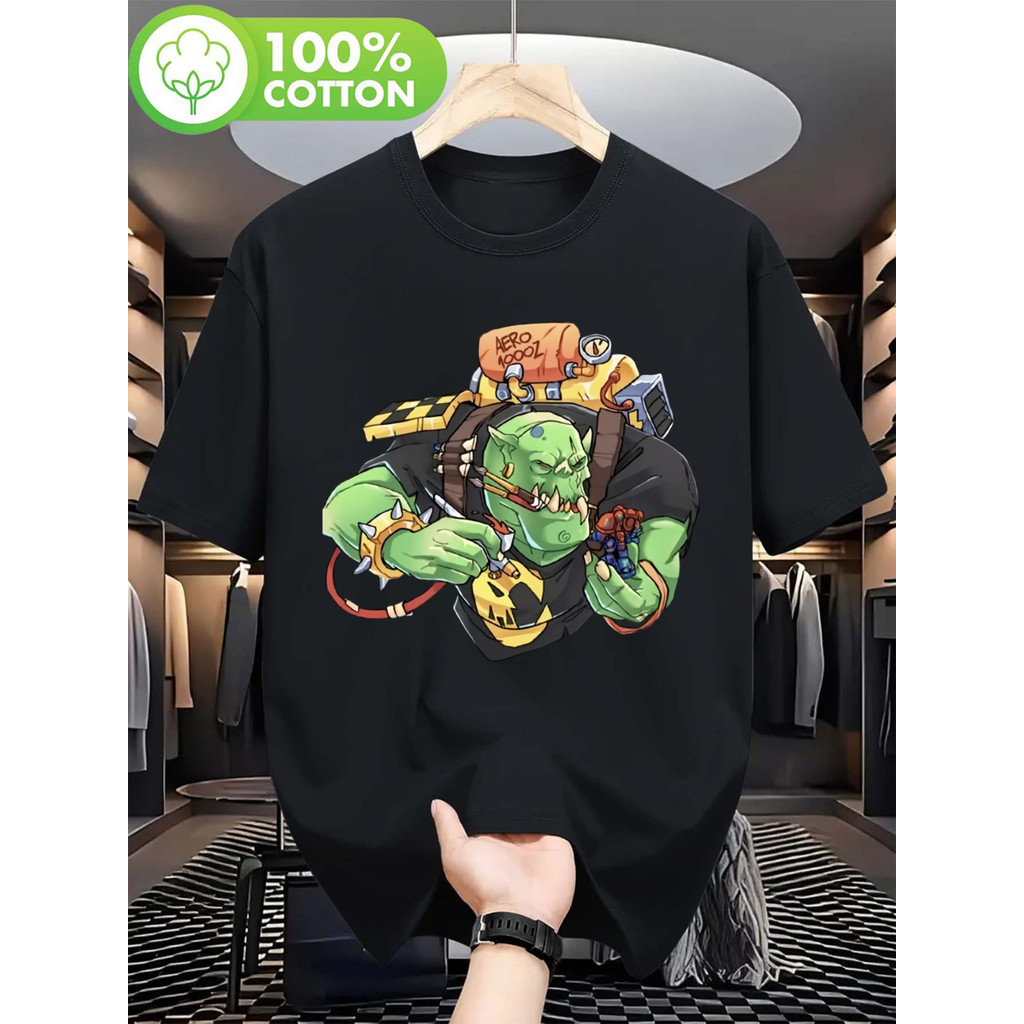เสื้อยืดสําหรับเล่นเกม Ork Creature สําหรับผู้ชาย - เสื้อยืดผ้าฝ้ายระบายอากาศแบบนุ่มพร้อมการออกแบบ O