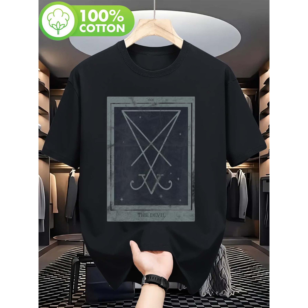 Gothic Grunge T-Shirt Featuring The Occulti Symbol of Lucifer และ Baphomet จาก