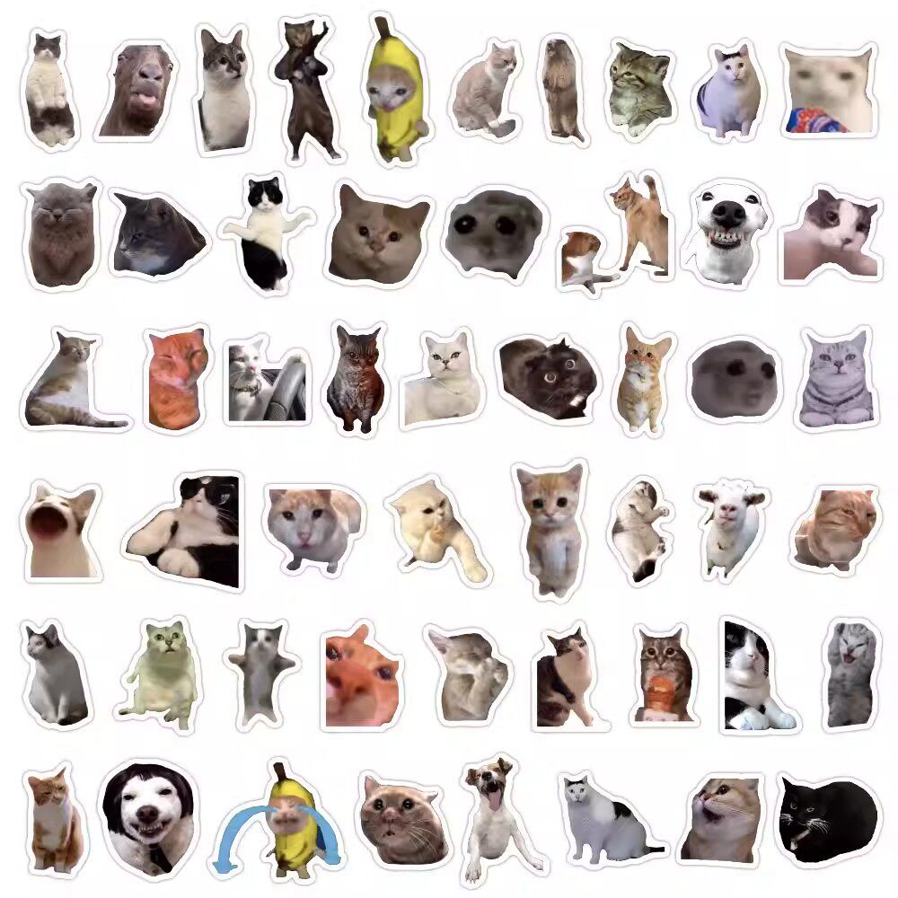 สติ๊กเกอร์ Cat Meme 700 ชิ้น, สติ๊กเกอร์ Emoji ตลก, ตกแต่ง DIY กันน้ําสําหรับโทรศัพท์, แล็ปท็อปและถ้