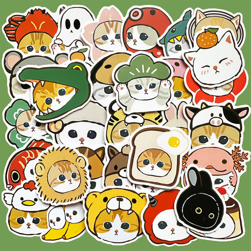 ชุดสติกเกอร์คอสเพลย์รูปสัตว์และแมวญี่ปุ่นน่ารักสําหรับเคสโทรศัพท์ DIY & Journal ตกแต่ง