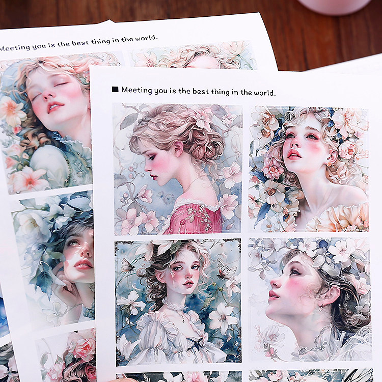 Vintage Junk Journal Sticker Pack - Aesthetic Girl & Forest Theme สมุดภาพสติ๊กเกอร์ตกแต่ง