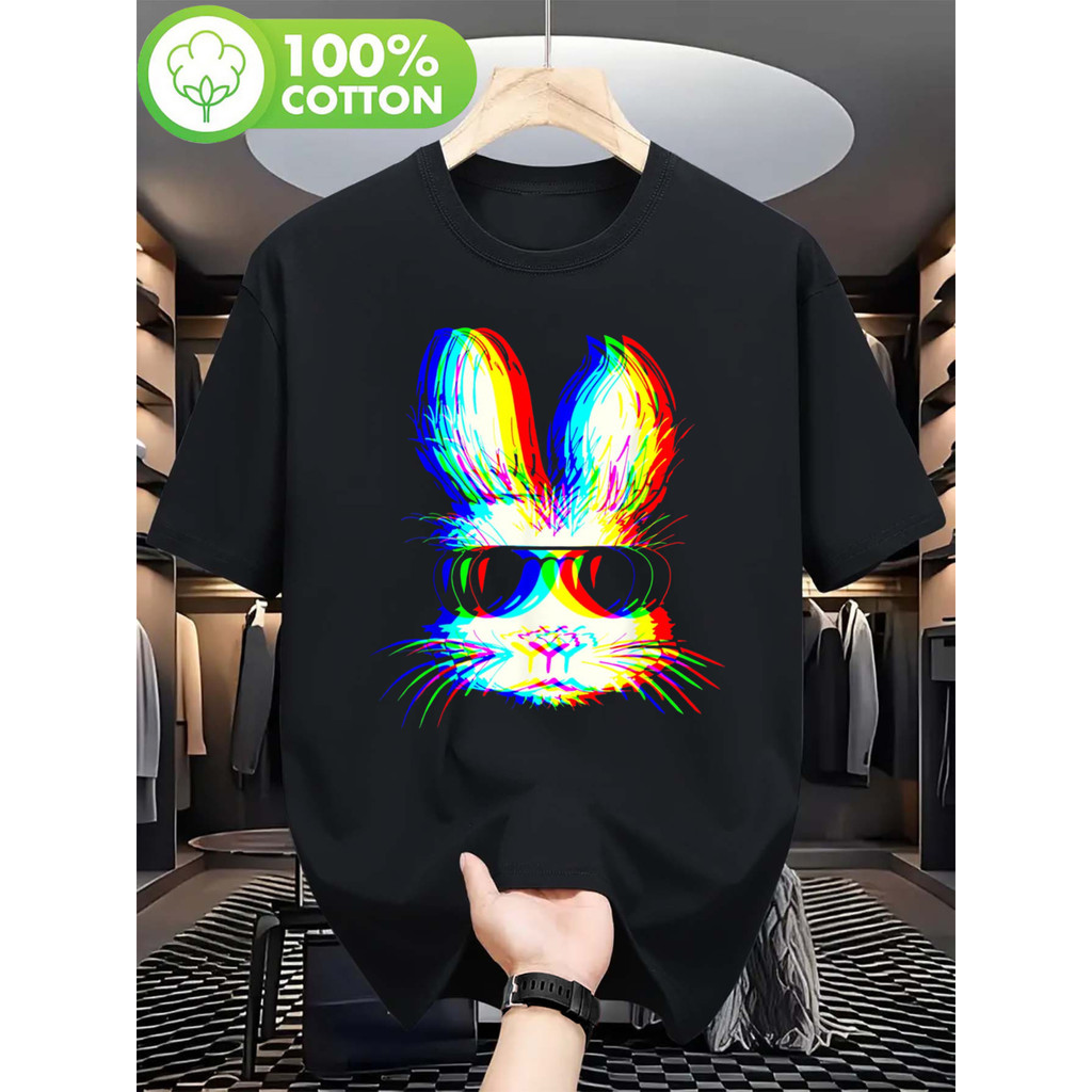 Bunny Trippy Vaporwave Easter Techno Rave EDM Music Party เสื้อยืด