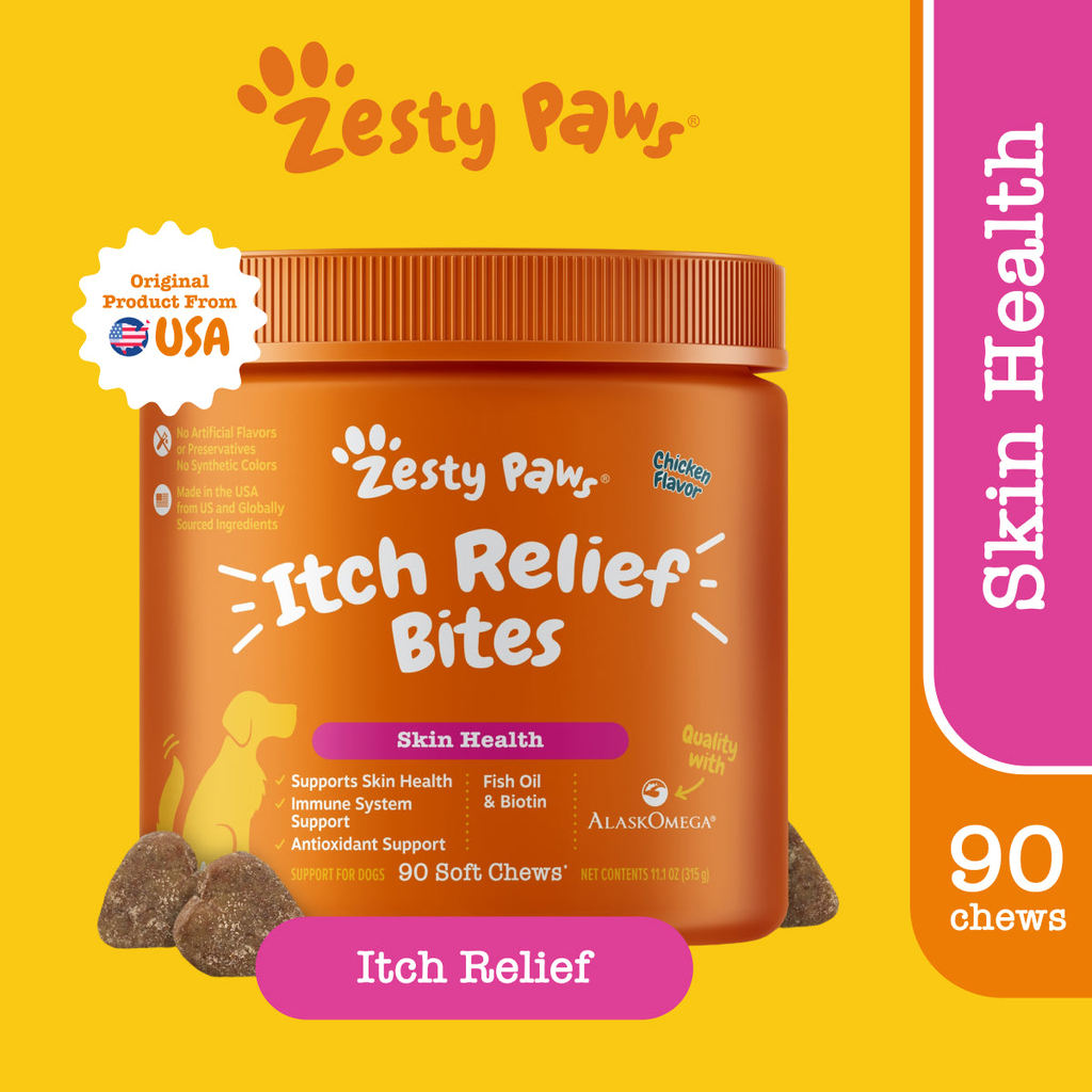 Zesty Paws Itch Relief Bites - Chicken Flavor 90 Soft Chews(EXP:10 2027)