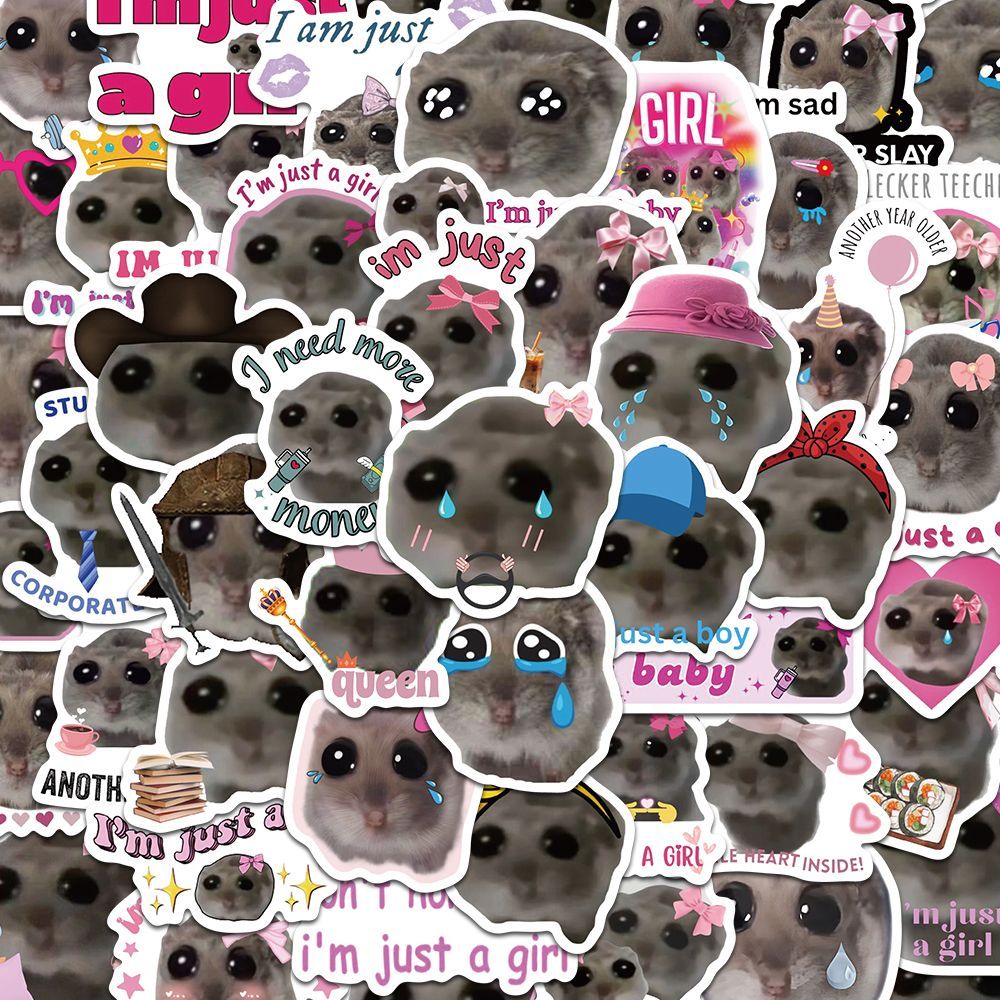 สติ๊กเกอร์ Sad Hamster Meme 112 ชิ้น, สติ๊กเกอร์กันน้ําตลกสําหรับวารสารและโทรศัพท์