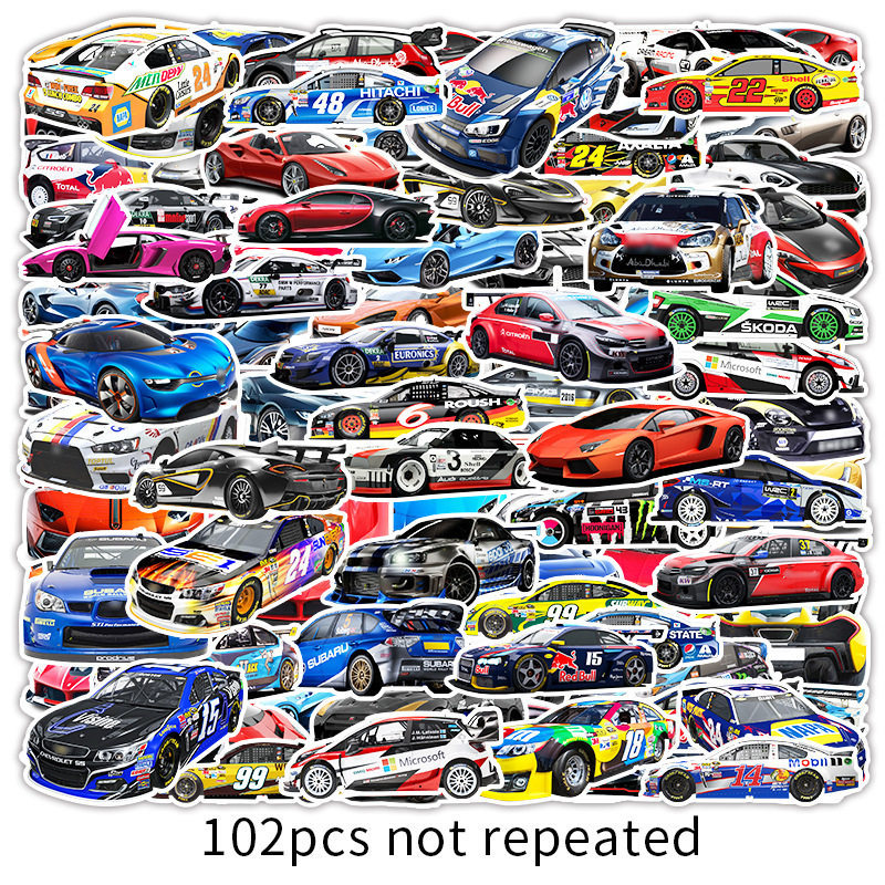 100 Luxury F1 Supercar Cartoon Stickers for Laptops, Skateboards, Luggage, and Phones