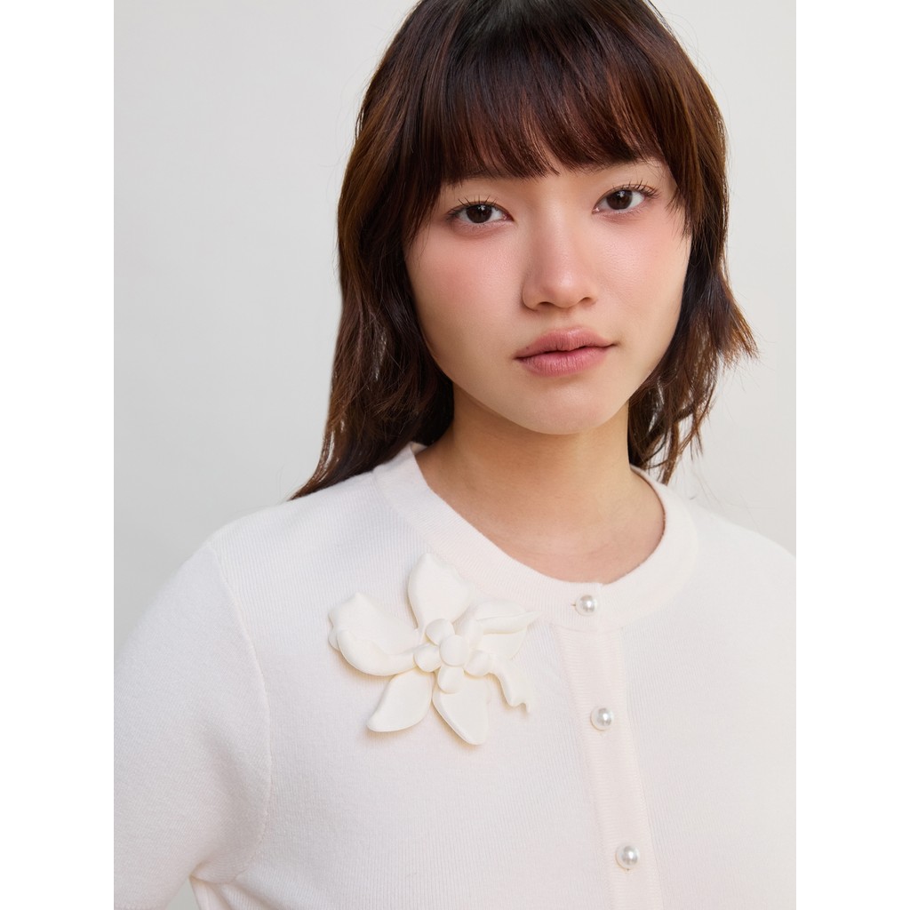 Pomelo Womens Floral Cardigan - สีงาช้าง