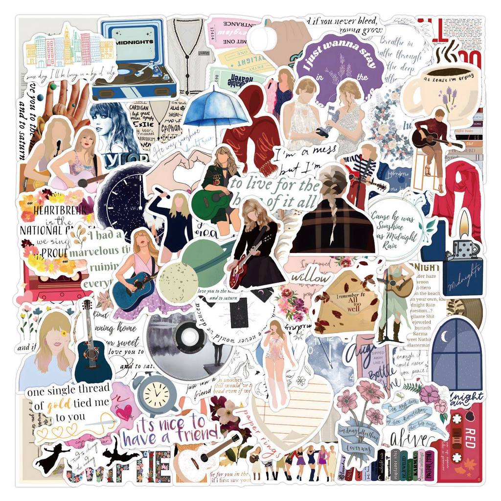 สติ๊กเกอร์ Taylor Swift Merch 100 ชิ้น, สติ๊กเกอร์กันน้ําสําหรับกระเป๋าเดินทาง, แล็ปท็อปและวารสาร
